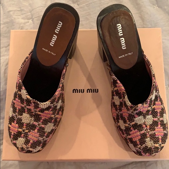 Miu Miu Shoes - Miu Miu Tweed Clogs